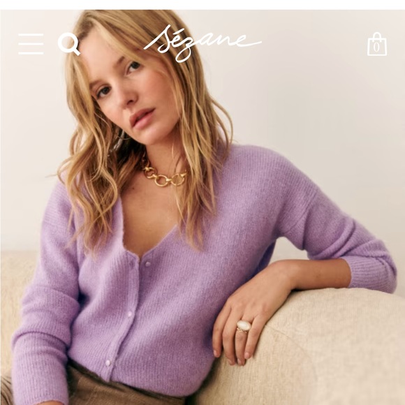 Sezane Sweaters - Sezane Barry Cardigan in Lilac